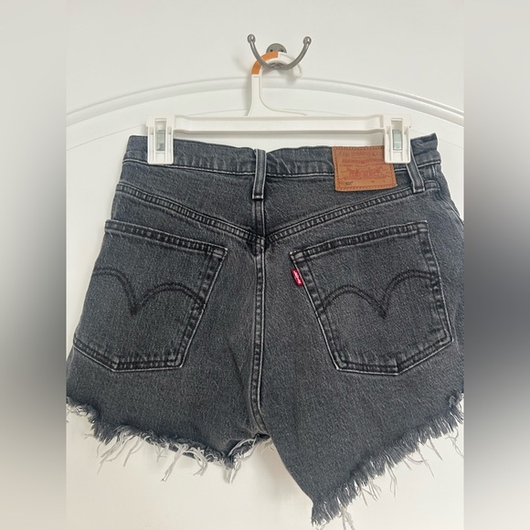 Levis 501 High Rise Black Distressed Shorts size 27 - Picture 3 of 12
